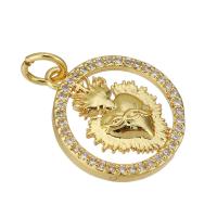 Cubic Zirconia Micro Pave Brass Pendant, gold color plated, micro pave cubic zirconia & hollow, 16x18x2mm, Hole:Approx 3mm, 10PCs/Lot, Sold By Lot