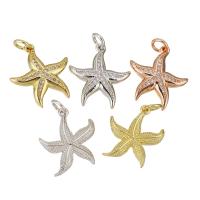 Cubic Zirconia Micro Pave Brass Pendant, Starfish, plated, different styles for choice & micro pave cubic zirconia, more colors for choice, 15x17x3mm, Hole:Approx 3mm, 10PCs/Lot, Sold By Lot