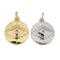 Cubic Zirconia Micro Pave Brass Pendant Flat Round plated micro pave cubic zirconia Approx 2mm Sold By Lot