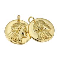 Brass Jewelry Pendants Flat Round gold color plated Approx 2mm Sold By Lot