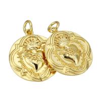 Brass Jewelry Pendants, Flat Round, gold color plated, 18x20x3mm, Hole:Approx 2mm, 10PCs/Lot, Sold By Lot