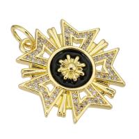 Cubic Zirconia Micro Pave Brass Pendant gold color plated micro pave cubic zirconia & enamel Approx 4mm Sold By Lot