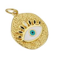 Brass Jewelry Pendants, gold color plated, evil eye pattern & enamel, 19x22x2mm, Hole:Approx 4mm, 10PCs/Lot, Sold By Lot