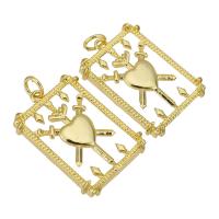 Bijoux pendentifs en laiton, Placage de couleur d'or, creux, 18x25x4mm, Trou:Environ 2mm, 10PC/lot, Vendu par lot