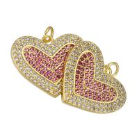 Cubic Zirconia Micro Pave Brass Pendant, Heart, gold color plated, micro pave cubic zirconia, 21x17x2mm, Hole:Approx 2mm, 10PCs/Lot, Sold By Lot