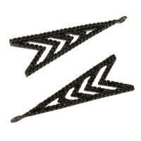 Cubic Zirconia Micro Pave Brass Pendant, gun black plated, micro pave cubic zirconia & hollow, 12x36x3mm, Hole:Approx 2mm, 10PCs/Lot, Sold By Lot