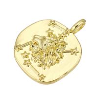 Bijoux pendentifs en laiton, Placage de couleur d'or, 20x26x5mm, Trou:Environ 2mm, 10PC/lot, Vendu par lot