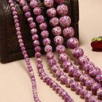 Impression Jasper Beads Round DIY purple Sold By Strand