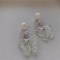 Acrylic Jewelry Earring, with Plastic Pearl, Butterfly, for woman, 50mm, Sold By Pair