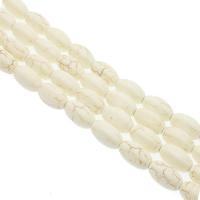 Perles bijoux en pierres gemmes, turquoise synthétique, tambour, poli, DIY, blanc, 8x14mm, 28PC/brin, Vendu par 39 cm brin