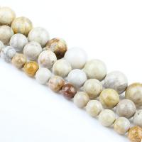 Chrysanthemen Stein Perle, rund, poliert, DIY, gemischte Farben, verkauft per 39 cm Strang