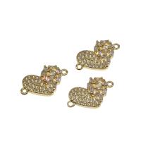 Cubic Zirconia Micro Pave Brass Connector, Heart, micro pave cubic zirconia, golden, 19mm, Sold By PC