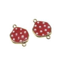 Brass Jewelry Connector Strawberry enamel red 16mm Sold By PC