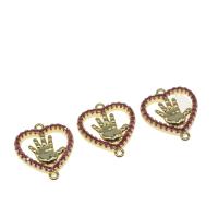 Cubic Zirconia Micro Pave Brass Connector Heart micro pave cubic zirconia golden 16mm Sold By PC