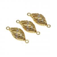 Cubic Zirconia Micro Pave Brass Connector Leaf micro pave cubic zirconia golden 22mm Sold By PC