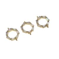 Cubic Zirconia Micro Pave Brass Connector, Polygon, micro pave cubic zirconia, golden, 10mm, Sold By PC