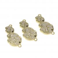 Cubic Zirconia Micro Pave Brass Connector Elephant micro pave cubic zirconia golden 24mm Sold By PC