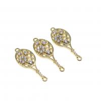 Cubic Zirconia Micro Pave Brass Connector, micro pave cubic zirconia, golden, 24mm, Sold By PC