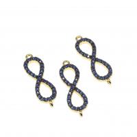 Cubic Zirconia Micro Pave Brass Connector, Number 8, micro pave cubic zirconia, mixed colors, 22mm, Sold By PC
