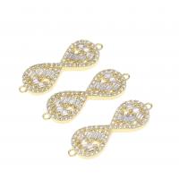 Cubic Zirconia Micro Pave Brass Connector, Number 8, micro pave cubic zirconia, golden, 27mm, Sold By PC