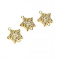 Cubic Zirconia Micro Pave Brass Connector, Star, micro pave cubic zirconia, golden, 18mm, Sold By PC