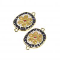 Cubic Zirconia Micro Pave Brass Connector, micro pave cubic zirconia & enamel, mixed colors, 19mm, Sold By PC