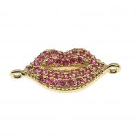 Cubic Zirconia Micro Pave Brass Connector Lip micro pave cubic zirconia mixed colors 20mm Sold By PC