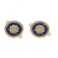 Brass Jewelry Connector, Round, enamel, mixed colors, 20mm, Sold By PC