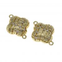 Cubic Zirconia Micro Pave Brass Connector Four Leaf Clover micro pave cubic zirconia golden 20mm Sold By PC