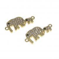 Cubic Zirconia Micro Pave Brass Connector, Elephant, micro pave cubic zirconia, golden, 8mm, Sold By PC