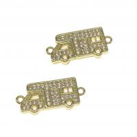 Cubic Zirconia Micro Pave Brass Connector, micro pave cubic zirconia, golden, 10mm, Sold By PC