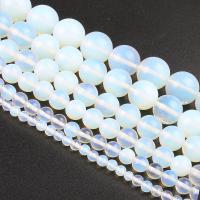 Opal Perlen, rund, poliert, DIY, weiß, verkauft per 39 cm Strang