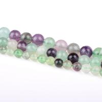 Perles de fluorite, La fluorite verte, Rond, poli, DIY, couleurs mélangées, Vendu par 39 cm brin