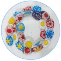 Perles de Murano Millefiori Slice  , Millefiori Lampwork, poli, DIY, couleurs mélangées, 10x14mm, Vendu par 39 cm brin