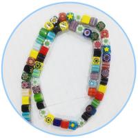 Millefiori Lampwork Beads, Square, polished, DIY, mixed colors, Sold Per 39 cm Strand