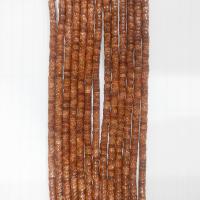 Goldstone perler, Flad Rund, poleret, du kan DIY, rødligorange, 4mm, Solgt Per 39 cm Strand