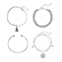 alliage de zinc bracelet, 4 pièces & bijoux de mode & pour femme, couleur originale, Longueur:7.9 pouce, Vendu par fixé