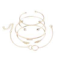 Zinc Alloy Bracelet with 1.97 extender chain plated 5 pieces & fashion jewelry & for woman & with rhinestone Length 7.1 Inch Sold By Set