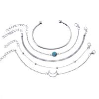 liga de zinco pulseira, with turquesa, banhado, 5 peças & joias de moda & para mulher, cor original, comprimento 7.9 inchaltura, vendido por Defina