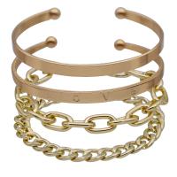 alliage de zinc bracelet, Placage de couleur d'or, 4 pièces & bijoux de mode & pour femme, doré, Longueur:7 pouce, Vendu par fixé