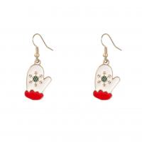 Christmas Earrings Zinc Alloy Christmas Glove Christmas Design & fashion jewelry & for woman & enamel white Sold By Pair