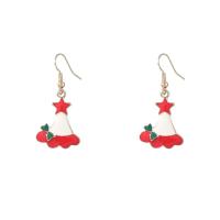 Christmas Earrings, Tibetan Style, Christmas Hat, Christmas Design & fashion jewelry & for woman & enamel, red, 44x20mm, Sold By Pair