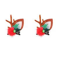 Christmas Hair Clip Zinc Alloy with Velveteen & Resin 2 pieces & Christmas Design & fashion jewelry & for woman Sold By Set