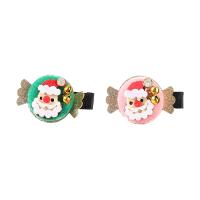 Christmas Hair Clip Zinc Alloy with Velveteen 2 pieces & Christmas Design & fashion jewelry & for woman Sold By Set