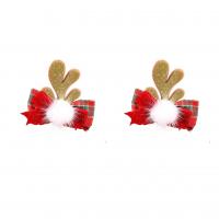 Weihnachts-Haar-Clip, Zinklegierung, mit Plüsch & Baumwollsamt, 2 Stück & Weihnachts-Design & Modeschmuck & für Frau, rot, 83x83mm, verkauft von setzen