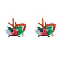 Weihnachts-Haar-Clip, Zinklegierung, mit Baumwollsamt & Harz, 2 Stück & Weihnachts-Design & Modeschmuck & für Frau, 72x85mm, verkauft von setzen