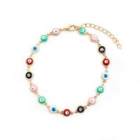 Zinc Alloy Anklet with 1.97 extender chain Evil Eye plated fashion jewelry & for woman & enamel multi-colored Length 8.27 Inch Sold By PC