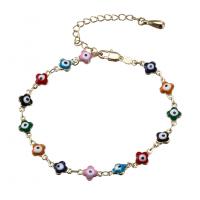 Evil Eye Jewelry Bracelet, Brass, with 1.97 extender chain, plated, fashion jewelry & for woman & enamel, multi-colored, Length:8.1 Inch, Sold By PC