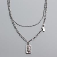 Titanium Steel Necklace, 2 pieces & oval chain & for woman, 7mm, Length:Approx 15.7 Inch, Approx 17.7 Inch, Sold By Set