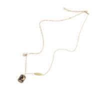 Titanstahl Halskette, Rechteck, goldfarben plattiert, Oval-Kette & für Frau & Epoxy Aufkleber, 15x11mm, 8.3mm, 1.6x0.45mm, verkauft per ca. 15.3 ZollInch Strang
